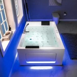 WOODBRIDGE 2 Person Freestanding Massage Hydrotherapy Bathtub Hot Tub Spa, With Inline Heater. BTS-0090, WHITE -Woodbridgebath Shop 5f683a919e28b thumb 600x600