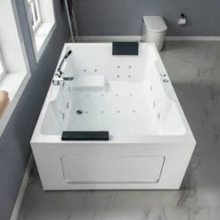 WOODBRIDGE 2 Person Freestanding Massage Hydrotherapy Bathtub Hot Tub Spa, With Inline Heater. BTS-0090, WHITE -Woodbridgebath Shop 5f683a9386f6c thumb 600x600