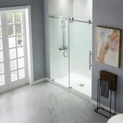 WOODBRIDGE Frameless Shower Doors 56-60" Width X 76"Height With 3/8"(10mm) Clear Tempered Glass In Brushed Nickel Finish -Woodbridgebath Shop 5f6864849e52d thumb 600x600