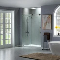 WOODBRIDGE Frameless Shower Doors 56-60" Width X 76"Height With 3/8"(10mm) Clear Tempered Glass In Brushed Nickel Finish -Woodbridgebath Shop 5f6864963dcac thumb 600x600