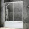 WOODBRIDGE Frameless Bathtub Shower Doors 56-60" Width X 62"Height With 3/8"(10mm) Clear Tempered Glass, 2 Ways Opening & Double Sliding In Brushed Nickel Finish -Woodbridgebath Shop 5f6b0dd77771f thumb 600x600
