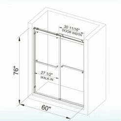 WOODBRIDGE Frameless Shower Doors 56-60" Width X 76"Height With 3/8"(10mm) Clear Tempered Glass, 2 Ways Opening & Double Sliding In Brushed Nickel Finish -Woodbridgebath Shop 5f6b1689937b7 thumb 600x600
