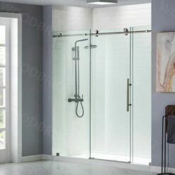 WOODBRIDGE Frameless Shower Doors 68-72" Width X 76"Height With 3/8"(10mm) Clear Tempered Glass In Brushed Nickel Finish -Woodbridgebath Shop 5f6c13044af27 thumb 600x600