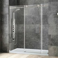 WOODBRIDGE Frameless Shower Doors 68-72" Width X 76"Height With 3/8"(10mm) Clear Tempered Glass In Brushed Nickel Finish