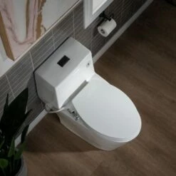 WOODBRIDGE T-0042 One Piece 1.1GPF/1.6 GPF Dual Flush Elongated Toilet With Non-Electric Toilet Seat In White -Woodbridgebath Shop 5f6d4d4080415 thumb 600x600