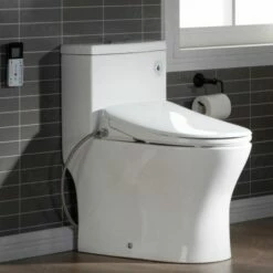 WOODBRIDGE T-0044 One Piece 1.1GPF/1.6 GPF Dual Flush Elongated Toilet With Advance Smart Bidet Bidet In White