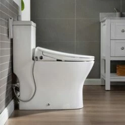 WOODBRIDGE T-0044 One Piece 1.1GPF/1.6 GPF Dual Flush Elongated Toilet With Advance Smart Bidet Bidet In White -Woodbridgebath Shop 5f6d58d2de9f8 thumb 600x600