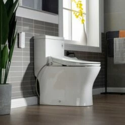 WOODBRIDGE T-0044 One Piece 1.1GPF/1.6 GPF Dual Flush Elongated Toilet With Advance Smart Bidet Bidet In White -Woodbridgebath Shop 5f6d58eeeab8f thumb 600x600
