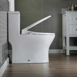 WOODBRIDGE T-0045 Modern One Piece Elongated High Effiency Toilet With Manual Operated Soft-Closed Toilet Seat, White -Woodbridgebath Shop 5f6d5c6bdcff2 thumb 600x600