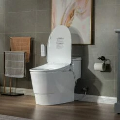 WOODBRIDGE T-0047 One Piece 1.1GPF/1.6 GPF Dual Flush Elongated Toilet With Advance Smart Bidet Toilet In White -Woodbridgebath Shop 5f6d603a3739b thumb 600x600