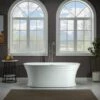 WOODBRIDGE 59 In. Freestanding Double Ended Acrylic Soaking Bathtub With Center Drain Assembly And Overflow, BTA1536/B1536, Glossy White -Woodbridgebath Shop 5f6ffd76f027f thumb 600x600