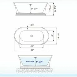 WOODBRIDGE 59 In. Freestanding Double Ended Acrylic Soaking Bathtub With Center Drain Assembly And Overflow, BTA1536/B1536, Glossy White -Woodbridgebath Shop 5f6ffd7cb3147 thumb 600x600