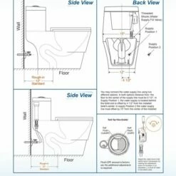 WOODBRIDGEE One Piece Toilet With Soft Closing Seat, Chair Height, 1.28 GPF Dual, Water Sensed, 1000 Gram MaP Flushing Score Toilet With Matte Black Button T0001-MB, White -Woodbridgebath Shop 5f703d5c503bd thumb 600x600