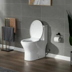WOODBRIDGE One Piece Short Compact Bathroom Tiny Mini Commode Water Closet Dual Flush Concealed Trapway, Matte Black Button B0500-MB, White -Woodbridgebath Shop 5f705025909b5 thumb 600x600