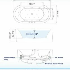 WOODBRIDGE 67" X 32" Whirlpool Water Jetted And Air Bubble Freestanding Bathtub, B-0030 / BTS1606 -Woodbridgebath Shop 5f70596094fe3 thumb 600x600