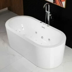 WOODBRIDGE 67" X 32" Whirlpool Water Jetted And Air Bubble Freestanding Bathtub, B-0030 / BTS1606 -Woodbridgebath Shop 5f705960e9673 thumb 600x600