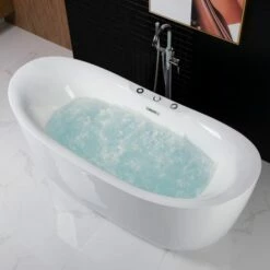 WOODBRIDGE 71" Whirlpool Water Jetted And Air Bubble Freestanding Bathtub-BTS1611/B0034