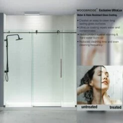WOODBRIDGE Frameless Shower Doors 68-72" Width X 76"Height With 3/8"(10mm) Clear Tempered Glass In Brushed Nickel Finish -Woodbridgebath Shop 5f7170171e911 thumb 600x600