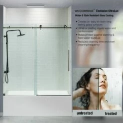 WOODBRIDGE Frameless Bathtub Shower Doors 56-60" Width X 62"Height With 3/8"(10mm) Clear Tempered Glass In Brushed Nickel Finish -Woodbridgebath Shop 5f7171d5277d0 thumb 600x600