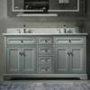 WOODBRIDGE London 60"Bathroom Vanity With Authentic Italian Carrara Marble Top 8" Faucet Holes|Double Rectangle Undermount Sinks|4 Soft Closing Doors And 3 Full Extension Dovetail Drawers | Grey Vanity Color|