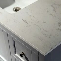 Sydney 60"Bathroom Vanity With Engineered Marble White Carrara Color Top 8" Faucet Holes |Double Rectangle Undermount Sinks|2 Soft Closing Doors And 4 Full Extension Dovetail Drawers|Grey Vanity Color