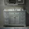 WOODBRIDGE London 48" Bathroom Vanity With Authentic Italian Carrara Marble Top 8" Faucet Holes | Rectangle Undermount Sink | 2 Soft Closing Doors And 6 Full Extension Dovetail Drawers | Grey Vanity Color | -Woodbridgebath Shop 5f83b0dea54a1 thumb 600x600
