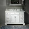 WOODBRIDGE London 48" Bathroom Vanity With Authentic Italian Carrara Marble Top 8" Faucet Holes | Rectangle Undermount Sink | 2 Soft Closing Doors And 6 Full Extension Dovetail Drawers | White Vanity Color | -Woodbridgebath Shop 5f83be5c523f6 thumb 600x600