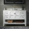 Sydney 48" Bathroom Vanity With Authentic Italian Carrara Marble Top 8" Faucet Holes | Rectangle Undermount Sink | 2 Soft Closing Doors And 4 Full Extension Dovetail Drawers | White Vanity Color | -Woodbridgebath Shop 5f83cad53b136 thumb 600x600