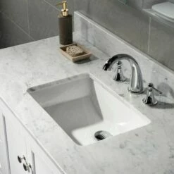 Sydney 48" Bathroom Vanity With Authentic Italian Carrara Marble Top 8" Faucet Holes | Rectangle Undermount Sink | 2 Soft Closing Doors And 4 Full Extension Dovetail Drawers | White Vanity Color | -Woodbridgebath Shop 5f83cad83c368 thumb 600x600