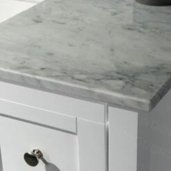 Sydney 48" Bathroom Vanity With Authentic Italian Carrara Marble Top 8" Faucet Holes | Rectangle Undermount Sink | 2 Soft Closing Doors And 4 Full Extension Dovetail Drawers | White Vanity Color | -Woodbridgebath Shop 5f83cada153b8 thumb 600x600