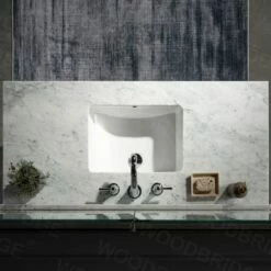 Sydney 48" Bathroom Vanity With Authentic Italian Carrara Marble Top 8" Faucet Holes | Rectangle Undermount Sink | 2 Soft Closing Doors And 4 Full Extension Dovetail Drawers | White Vanity Color | -Woodbridgebath Shop 5f83cada77906 thumb 600x600