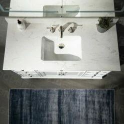 WOODBRIDGE London 48"Bathroom Vanity With Engineered Marble White Carrara Color Top 8" Faucet Holes | Rectangle Undermount Sink |2 Soft Closing Doors And 6 Full Extension Dovetail Drawers |White Vanity Color | -Woodbridgebath Shop 5f83cfa24f631 thumb 600x600