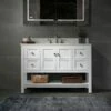 Sydney 48"Bathroom Vanity With Engineered Marble White Carrara Color Top 8" Faucet Holes | Rectangle Undermount Sink |2 Soft Closing Doors And 4 Full Extension Dovetail Drawers |White Vanity Color | -Woodbridgebath Shop 5f841a8db39de thumb 600x600