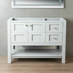 WOODBRIDGE 42" X 21" X 33" Solid Wood Bath Vanities Cabinet Only In White, Sydney-4221-WH