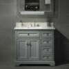 WOODBRIDGE London 36"Bathroom Vanity With Engineered Marble White Carrara Color Top 8"faucet Holes |Rectangle Undermount Sink |2 Soft Closing Doors And 3 Full Extension Dovetail Drawers |3 Drawers On The Right -Woodbridgebath Shop 5f865052d8d36 thumb 600x600