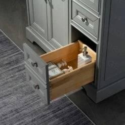 WOODBRIDGE London 36"Bathroom Vanity With Engineered Marble White Carrara Color Top 8"faucet Holes |Rectangle Undermount Sink |2 Soft Closing Doors And 3 Full Extension Dovetail Drawers |3 Drawers On The Right -Woodbridgebath Shop 5f8650549fa7d thumb 600x600