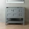 Sydney 36" Inch Solid Wood Bathroom Vanity Base Only | 2 Soft Closing Doors And 2 Full Extension Solid Wood Dovetail Drawers |Two Drawers On The Right| Grey Vanity Color |