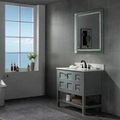 Sydney 36" Bathroom Vanity With Authentic Italian Carrara Marble Top 8" Faucet Holes | Rectangle Undermount Sink | 2 Soft Closing Doors And 2 Full Extension Dovetail Drawers |Two Drawers On The Right -Woodbridgebath Shop 5f8664e7720b1 thumb 600x600
