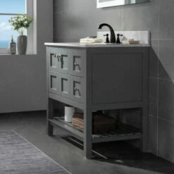 Sydney 36" Bathroom Vanity With Authentic Italian Carrara Marble Top 8" Faucet Holes | Rectangle Undermount Sink | 2 Soft Closing Doors And 2 Full Extension Dovetail Drawers |Two Drawers On The Right -Woodbridgebath Shop 5f8664e7d3de0 thumb 600x600