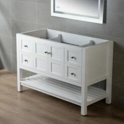 Sydney 48" Inch Solid Wood Bathroom Vanity Base Only | 2 Soft Closing Doors And 4 Full Extension Solid Wood Dovetail Drawers | White Vanity Color | -Woodbridgebath Shop 5f87b28f760cb thumb 600x600