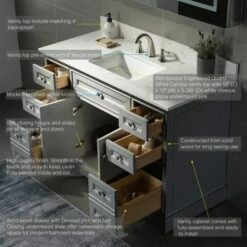 WOODBRIDGE London 48"Bathroom Vanity With Engineered Marble White Carrara Color Top 8" Faucet Holes | Rectangle Undermount Sink |2 Soft Closing Doors And 6 Full Extension Dovetail Drawers |Grey Vanity Color | -Woodbridgebath Shop 5f8905a949537 thumb 600x600