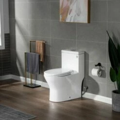 WOODBRIDGEBath T-0031 WOODBRIDGE T-0031 Short Compact Tiny One Piece Toilet With Soft Closing Seat, Small Toilet(2 -Pack) -Woodbridgebath Shop 5f9fd24c1aa5c thumb 600x600