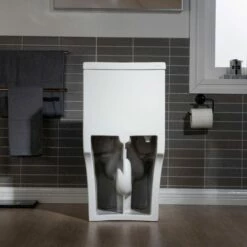 WOODBRIDGE Moder Design, Elongated One Piece Toilet Dual Flush 1.0/1.6 GPF,with Soft Closing Seat, White, T-0032(2 -Pack) -Woodbridgebath Shop 5f9fd3f076627 thumb 600x600