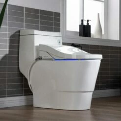 WOODBRIDGEE T-0008 Luxury Bidet Toilet, Elongated One Piece Toilet With Advanced Bidet Seat, Chair Height, Smart Toilet Seat With Temperature Controlled Wash Functions And Air Dryer