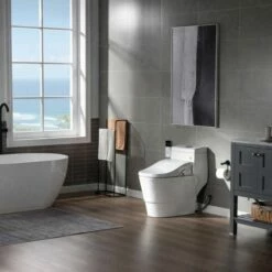 WOODBRIDGEE T-0008 Luxury Bidet Toilet, Elongated One Piece Toilet With Advanced Bidet Seat, Chair Height, Smart Toilet Seat With Temperature Controlled Wash Functions And Air Dryer -Woodbridgebath Shop 5fa10e4301946 thumb 600x600