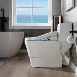WOODBRIDGEE T-0008 Luxury Bidet Toilet, Elongated One Piece Toilet With Advanced Bidet Seat, Chair Height, Smart Toilet Seat With Temperature Controlled Wash Functions And Air Dryer -Woodbridgebath Shop 5fa10e44eecb4 thumb 600x600