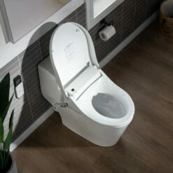 WOODBRIDGEE T-0008 Luxury Bidet Toilet, Elongated One Piece Toilet With Advanced Bidet Seat, Chair Height, Smart Toilet Seat With Temperature Controlled Wash Functions And Air Dryer -Woodbridgebath Shop 5fa10e46cc1b3 thumb 600x600