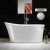 WOODBRIDGE 59" Acrylic Freestanding Bathtub Contemporary Soaking Tub With Brushed Nickel Overflow And Drain,White Tub,B0083-B/N-Drain&O -Woodbridgebath Shop 5fa3c8596a112 thumb 600x600
