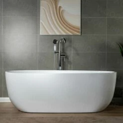 WOODBRIDGE F0002CHVT Fusion Single Handle Floor Mount Freestanding Tub Filler Faucet With Telephone Hand Shower In Polished Chrome Finish. -Woodbridgebath Shop 5fab47b7b9a1b thumb 600x600