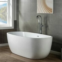 WOODBRIDGE F0002CHVT Fusion Single Handle Floor Mount Freestanding Tub Filler Faucet With Telephone Hand Shower In Polished Chrome Finish. -Woodbridgebath Shop 5fab47bd0d850 thumb 600x600